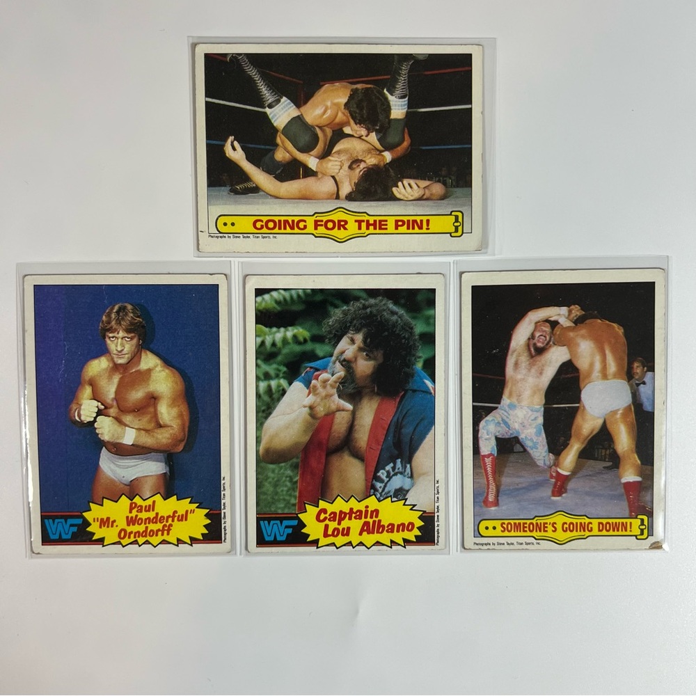 VTG 1985 Topps WWF Wrestling Lot of‎ 4 Ringside Action Cards